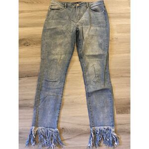 Missguided Anarchy, women's mid rise authentic skinny jeans with fringe hem sz 8